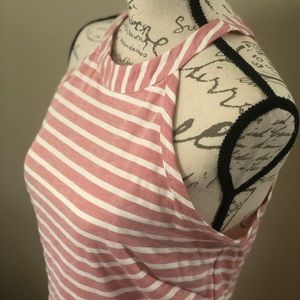 Pink and White Striped Romper